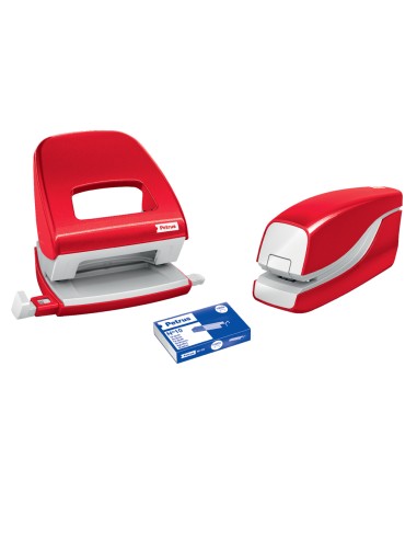 Grapadora petrus electrica e 310 contactless rojo metalizado capacidad 12 hojas usa grapas nº 10