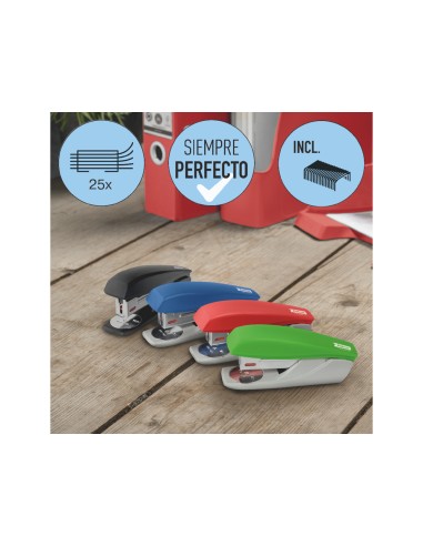 Grapadora petrus 210 reycle azul capacidad 25 hojas usa grapas 22 6