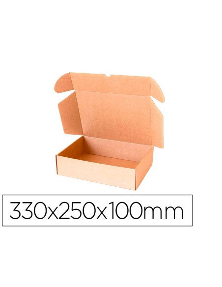 Caja automontable q connect para e commerce y regalo carton reciclado canal simple 3 mm kraft 330x250x100 mm Caja automontable q connect para e commerce y regalo carton reciclado canal simple 3 mm kraft 330x250x100 mm