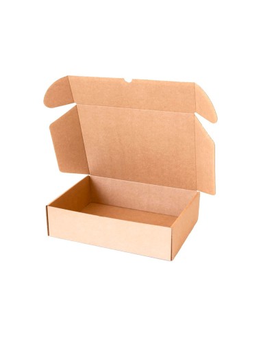 Caja automontable q connect para e commerce y regalo carton reciclado canal simple 3 mm kraft 210x180x60 mm