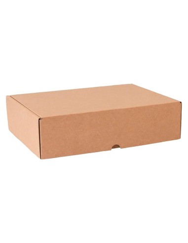 Caja automontable q connect para e commerce y regalo carton reciclado canal simple 3 mm kraft 210x180x60 mm