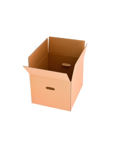 Caja para embalar q connect americana con fondo automaticoy asas carton canal simple 5 mm color kraft 500x400x300 mm