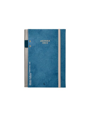 Agenda encuadernada liderpapel paxos a5 2025 dia pagina color azul papel 70 gr