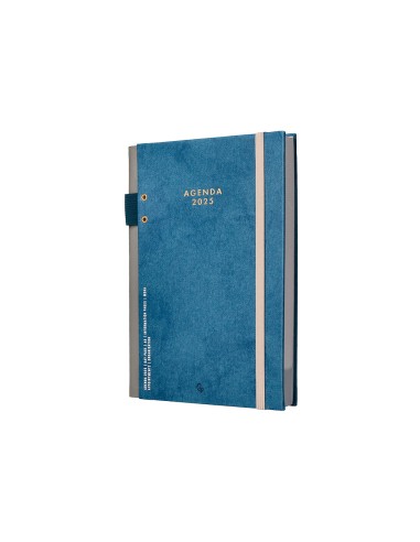 Agenda encuadernada liderpapel paxos a5 2025 dia pagina color azul papel 70 gr