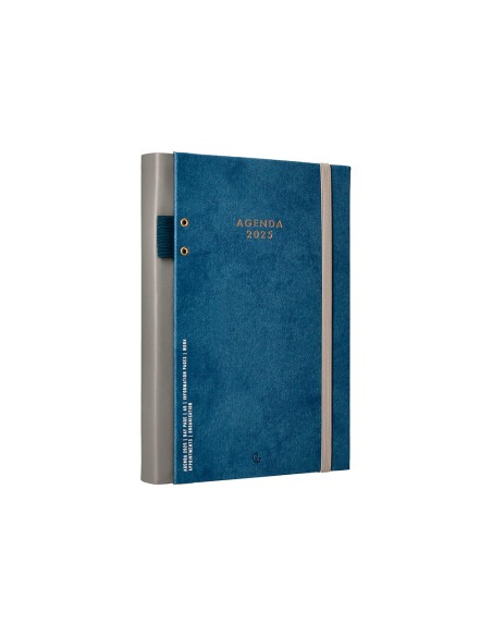 Agenda encuadernada liderpapel paxos a5 2025 dia pagina color azul papel 70 gr