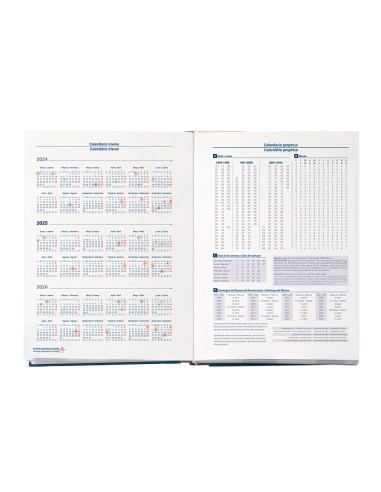Agenda encuadernada liderpapel paxos a5 2025 dia pagina color azul papel 70 gr