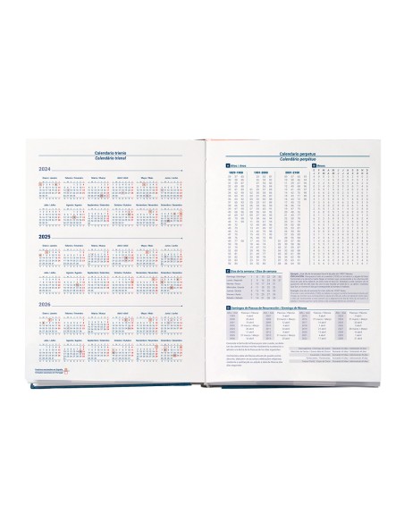 Agenda encuadernada liderpapel paxos a5 2025 dia pagina color azul papel 70 gr