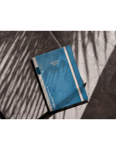 Agenda encuadernada liderpapel paxos a5 2025 dia pagina color azul papel 70 gr