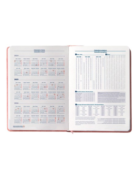 Agenda encuadernada liderpapel anafi a5 2025 dia pagina color rosa papel 70 gr