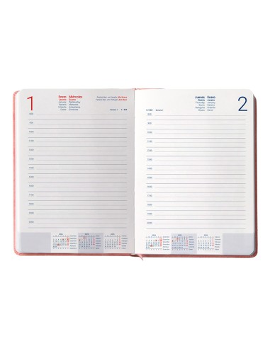 Agenda encuadernada liderpapel anafi a5 2025 dia pagina color rosa papel 70 gr