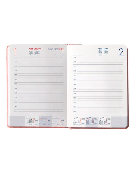 Agenda encuadernada liderpapel anafi a5 2025 dia pagina color rosa papel 70 gr
