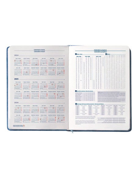 Agenda encuadernada liderpapel anafi a5 2025 dia pagina color azul papel 70 gr