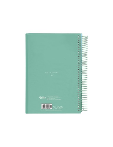 Agenda espiral liderpapel gazi a5 2025 dia pagina color verde papel 70 gr