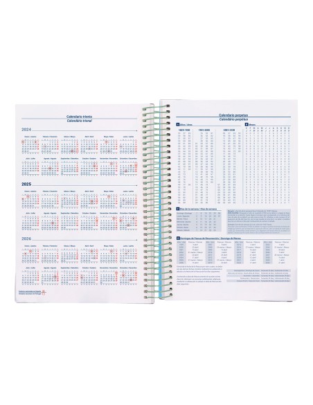 Agenda espiral liderpapel gazi a5 2025 dia pagina color verde papel 70 gr