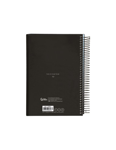 Agenda espiral liderpapel gazi a5 2025 dia pagina color negro papel 70 gr