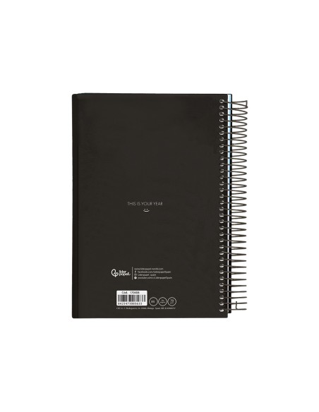 Agenda espiral liderpapel gazi a5 2025 dia pagina color negro papel 70 gr