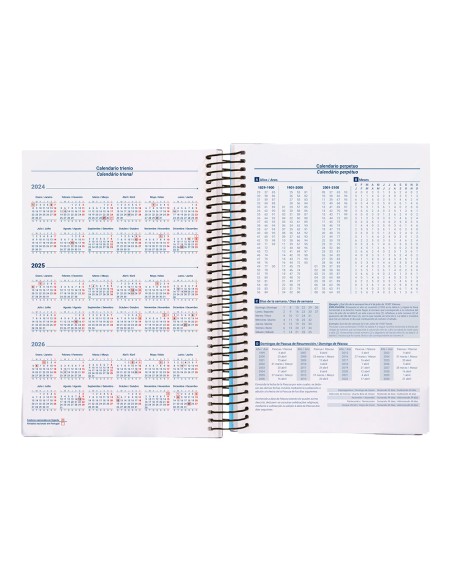 Agenda espiral liderpapel gazi a5 2025 dia pagina color negro papel 70 gr