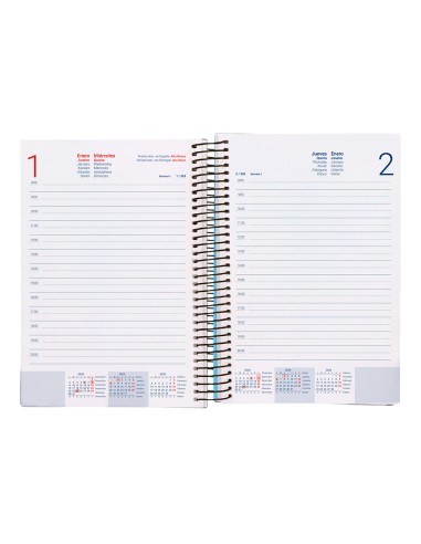 Agenda espiral liderpapel gazi a5 2025 dia pagina color negro papel 70 gr