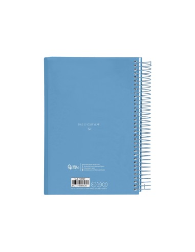 Agenda espiral liderpapel gazi a5 2025 dia pagina color azul papel 70 gr