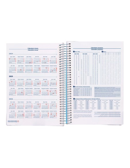 Agenda espiral liderpapel gazi a5 2025 dia pagina color azul papel 70 gr