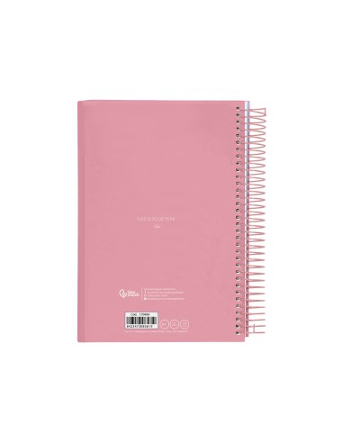 Agenda espiral liderpapel gazi a5 2025 dia pagina color rosa papel 70 gr