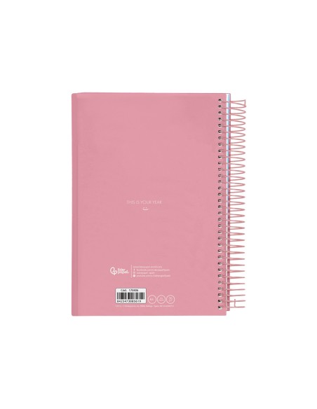 Agenda espiral liderpapel gazi a5 2025 dia pagina color rosa papel 70 gr