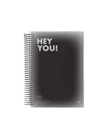 Agenda espiral liderpapel gazi a4 2025 dia pagina color negro papel 70 gr