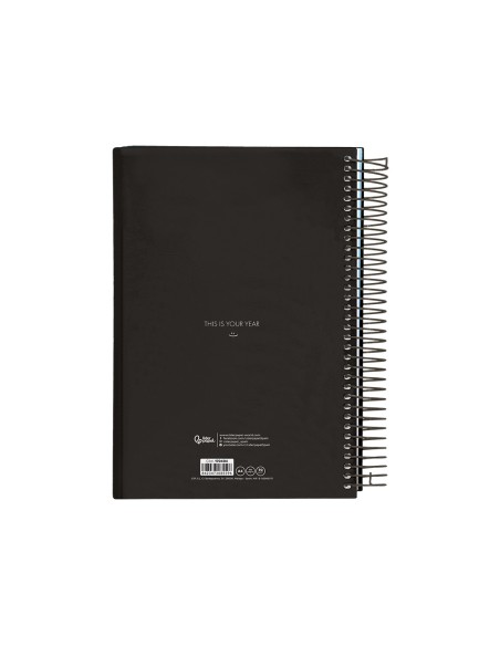Agenda espiral liderpapel gazi a4 2025 dia pagina color negro papel 70 gr