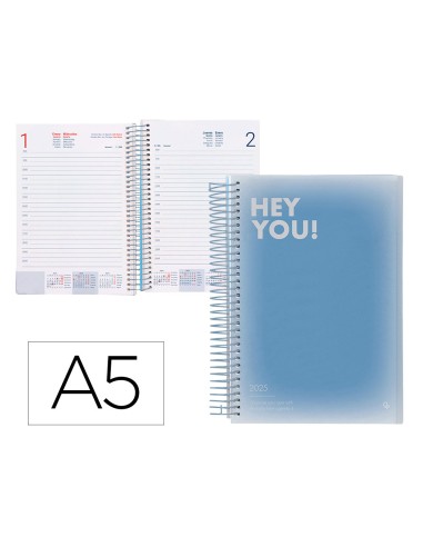 Agenda espiral liderpapel gazi a4 2025 dia pagina color azul papel 70 gr