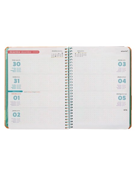 Agenda encuadernada liderpapel antartik 1 a6 2025 semana vista papel de 80g