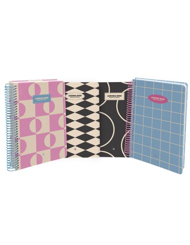 Agenda espiral liderpapel clas sic 2025 dia pagina disenos surtidos papel 70g expositor de 12 unidades