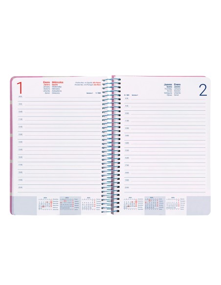 Agenda espiral liderpapel clas sic 2025 dia pagina disenos surtidos papel 70g expositor de 12 unidades