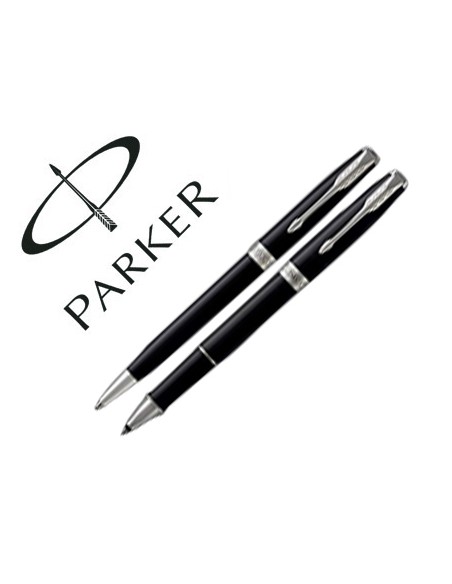 Juego parker duo sonnet laca negra ct boligrafo roller