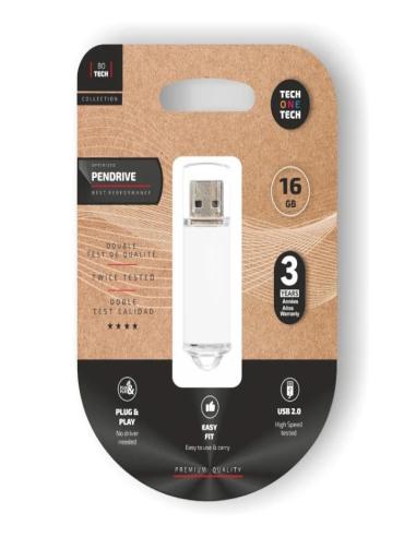 TECH ONE TECH Basic Pendrive 16Gb USB 2.0 Blanco