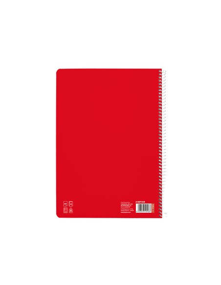 Cuaderno espiral liderpapel di n a4 pautaguia tapa dura 80h 90 gr cuadro pautado 5mm color rojo