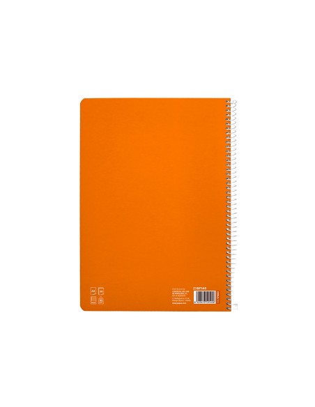 Cuaderno espiral liderpapel di n a4 pautaguia tapa dura 80h 90 gr cuadro pautado 5mm color naranja