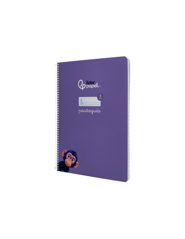 Cuaderno espiral liderpapel di n a4 pautaguia tapa dura 80h 90 gr cuadro pautado 5mm color lila