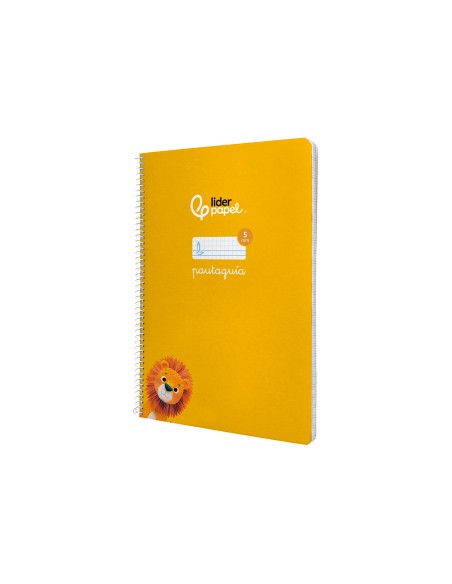 Cuaderno espiral liderpapel di n a4 pautaguia tapa dura 80h 90 gr cuadro pautado 5mm color amarillo