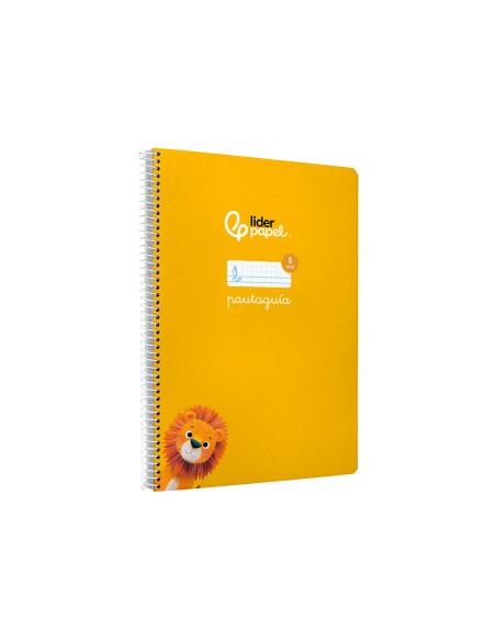 Cuaderno espiral liderpapel di n a4 pautaguia tapa dura 80h 90 gr cuadro pautado 5mm color amarillo
