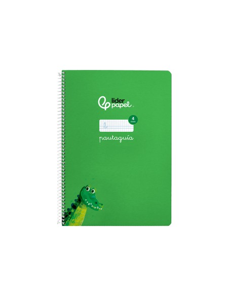 Cuaderno espiral liderpapel di n a4 pautaguia tapa dura 80h 90 gr cuadro pautado 4mm color verde