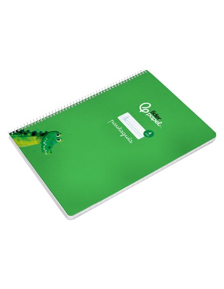 Cuaderno espiral liderpapel di n a4 pautaguia tapa dura 80h 90 gr cuadro pautado 4mm color verde