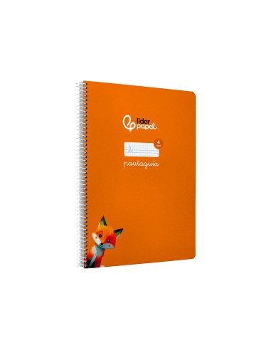 Cuaderno espiral liderpapel di n a4 pautaguia tapa dura 80h 90 gr cuadro pautado 4mm color naranja