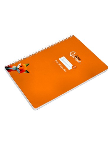 Cuaderno espiral liderpapel di n a4 pautaguia tapa dura 80h 90 gr cuadro pautado 4mm color naranja