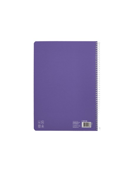 Cuaderno espiral liderpapel di n a4 pautaguia tapa dura 80h 90 gr cuadro pautado 4mm color lila