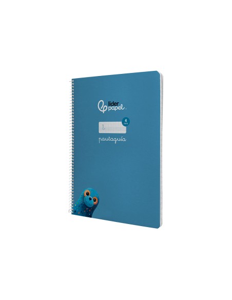 Cuaderno espiral liderpapel di n a4 pautaguia tapa dura 80h 90 gr cuadro pautado 4mm color azul