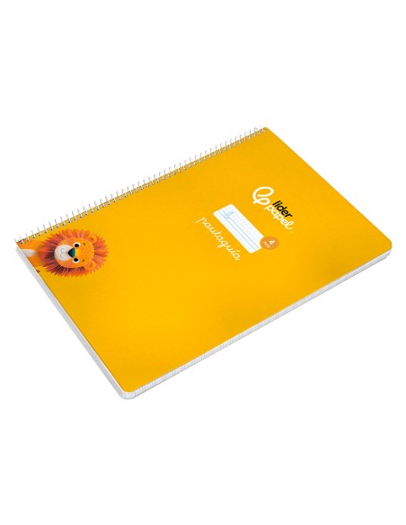 Cuaderno espiral liderpapel di n a4 pautaguia tapa dura 80h 90 gr cuadro pautado 4mm color amarillo