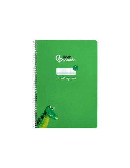 Cuaderno espiral liderpapel di n a4 pautaguia tapa dura 80h 90 gr cuadro pautado 3mm color verde