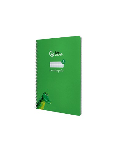 Cuaderno espiral liderpapel di n a4 pautaguia tapa dura 80h 90 gr cuadro pautado 3mm color verde