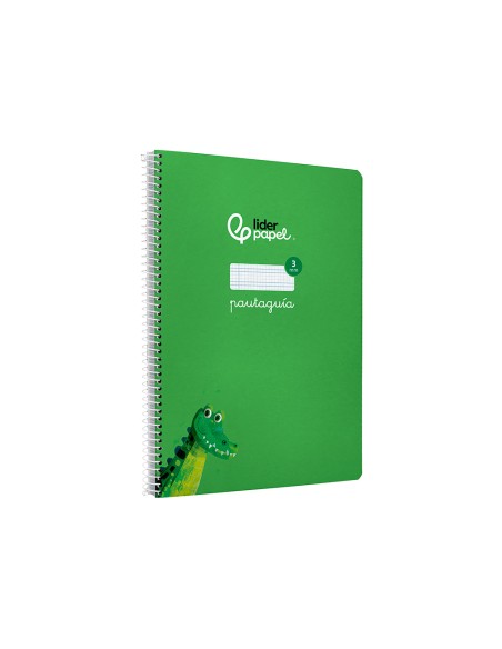 Cuaderno espiral liderpapel di n a4 pautaguia tapa dura 80h 90 gr cuadro pautado 3mm color verde