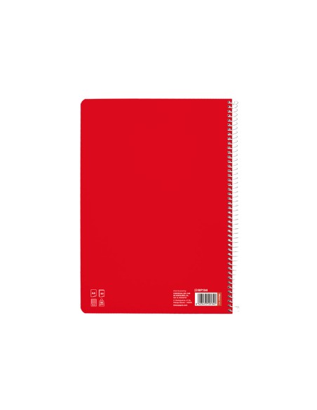 Cuaderno espiral liderpapel di n a4 pautaguia tapa dura 80h 90 gr cuadro pautado 3mm color rojo